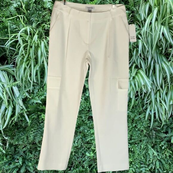 NWT Calvin Klein White Cargo Pants Size 4 - Picture 2 of 14